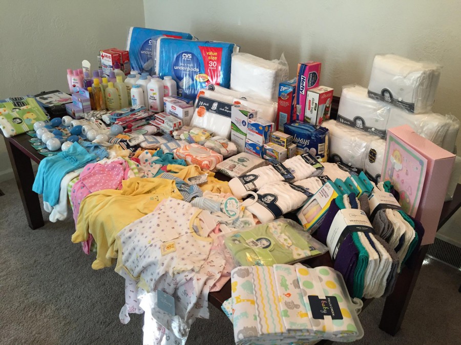 Pictured are all of the generous baby item donations we received at the October 2014 Shower of Blessing. 