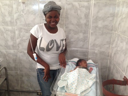Mama Germinal with her sweet newborn baby boy at  Albert Schweitzer Hospital. 